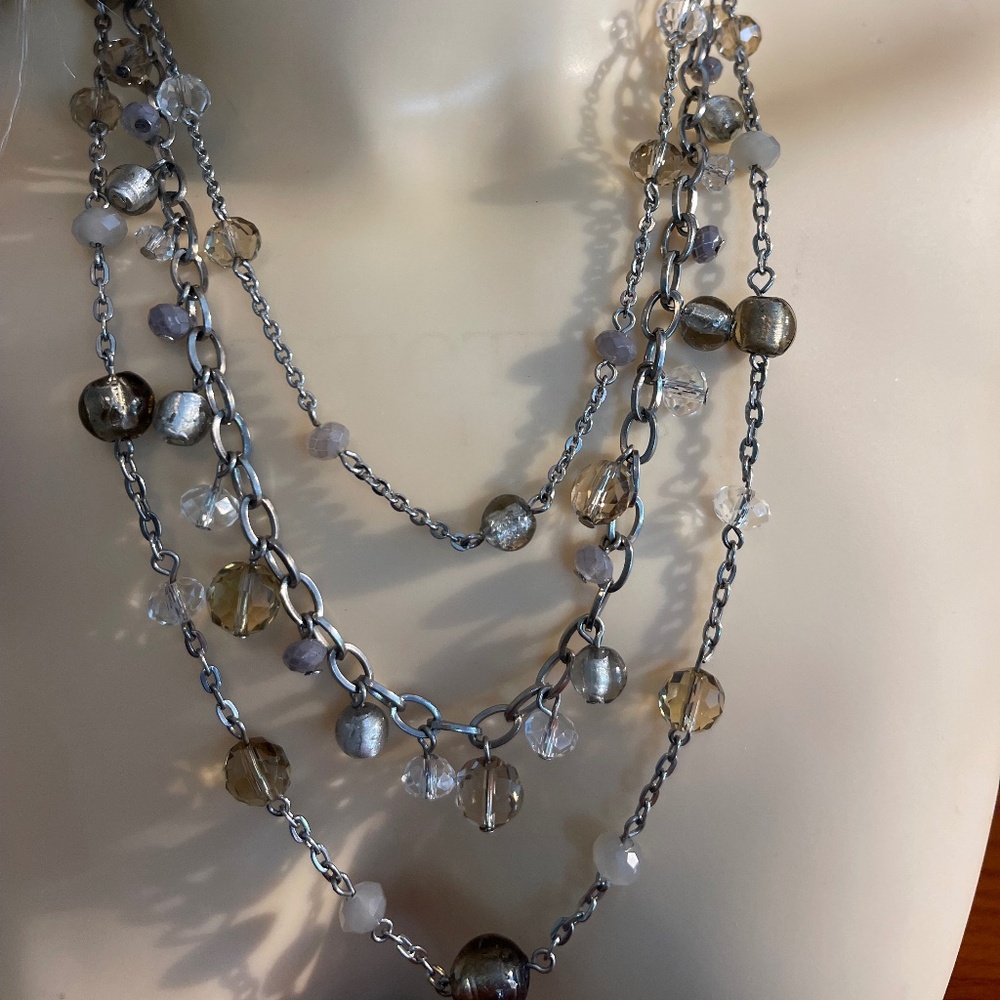 White House Black Market 3 Strand Beaded Necklace